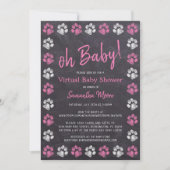 Invitation Baby shower virtuel Chalkboard Empreinte de patte  (Devant)