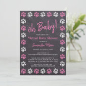 Invitation Baby shower virtuel Chalkboard Empreinte de patte  (Debout devant)