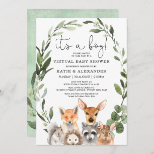 Invitation Baby shower virtuel Chic Woodland Green Wreath