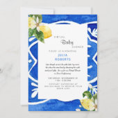 Invitation Baby shower virtuel Citrons bleus méditerranéens (Devant)