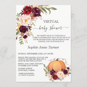Invitation Baby shower virtuel Citrouille de fleurs de Bourgo