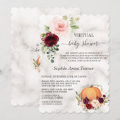 Invitation Baby shower virtuel Citrouille rose Bourgogne (Devant / Derrière)