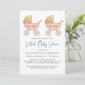 Invitation Baby shower virtuel de couleur d'eau pour filles j (Debout devant)