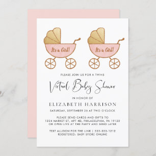 Invitation Baby shower virtuel de couleur d'eau pour filles j