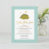 Invitation Baby shower virtuel de Dinosaure Vert (Debout devant)