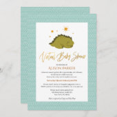 Invitation Baby shower virtuel de Dinosaure Vert (Devant / Derrière)