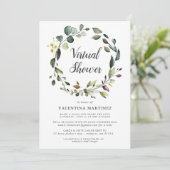 Invitation Baby shower virtuel de la couronne d'Eucalyptus (Debout devant)