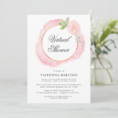Invitation Baby shower virtuel de la couronne rose rose (Debout devant)