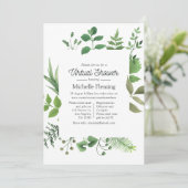 Invitation Baby shower virtuel de la verdure des forêts de bo (Debout devant)