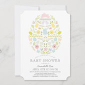 Invitation Baby shower virtuel de lapin d'oeuf de Pâques flor (Devant)