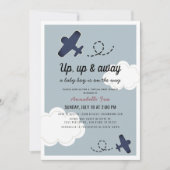 Invitation Baby shower virtuel de l'avion Blue Boy Up & Away (Devant)