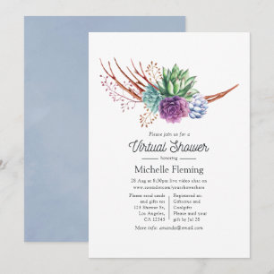 Invitation Baby Shower Virtuel de Succulentes de Désert à l'A