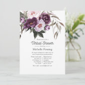 Invitation Baby shower virtuel de velours profond Floral (Debout devant)