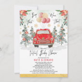 Invitation Baby shower virtuel des Fêtes d'hiver Red Gold (Devant)
