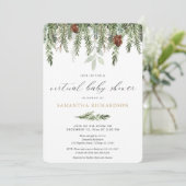 Invitation Baby shower virtuel d'hiver pin neutre (Debout devant)