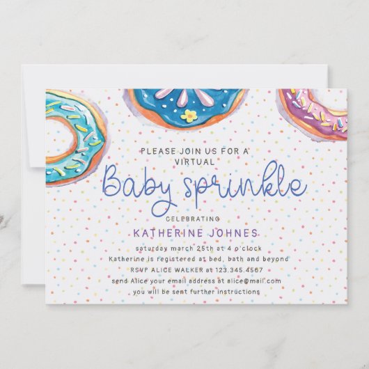 Invitation Baby shower virtuel Donuts et Sprinking (Devant)