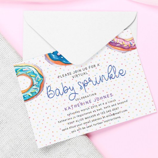 Invitation Baby shower virtuel Donuts et Sprinking