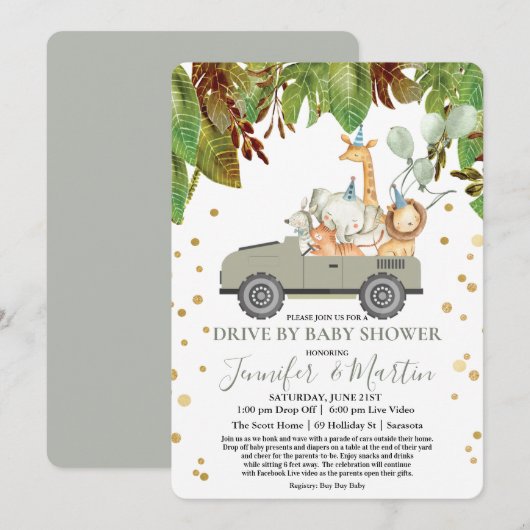 Invitation Baby shower virtuel Drive By Baby shower (Devant / Derrière)