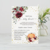 Invitation Baby shower virtuel du Citrouille d'or Floral de B (Debout devant)