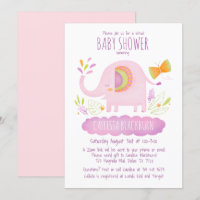 Baby shower virtuel Eléphant mignon fille rose