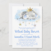 Invitation Baby shower virtuel Elephant Prince (Devant)