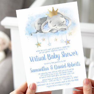 Invitation Baby shower virtuel Elephant Prince