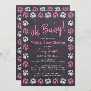 Invitation Baby shower virtuel Empreinte de patte Chalkboard 