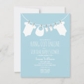 Invitation Baby shower virtuel en ligne Ligne bleue (Devant)