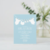 Invitation Baby shower virtuel en ligne Ligne bleue (Debout devant)