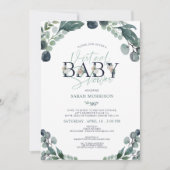 Invitation Baby shower virtuel en ligne Marine Blue Sage Gree (Devant)