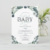 Invitation Baby shower virtuel en ligne Marine Blue Sage Gree (Debout devant)