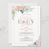 Invitation Baby shower virtuel en ligne Rose or rose floral (Devant)