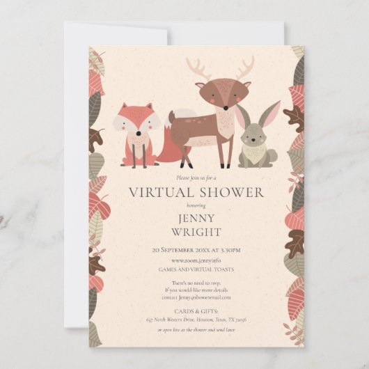 Invitation Baby shower virtuel en ligne sur les animaux de bo (Devant)