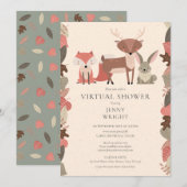 Invitation Baby shower virtuel en ligne sur les animaux de bo (Devant / Derrière)