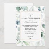 Invitation Baby shower virtuel Eucalyptus (Devant / Derrière)