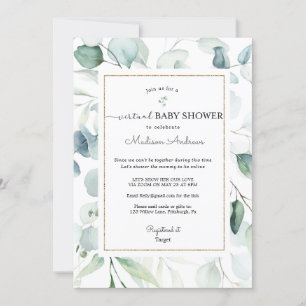 Invitation Baby shower virtuel Eucalyptus