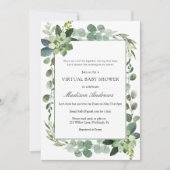 Invitation Baby shower virtuel Eucalyptus (Devant)
