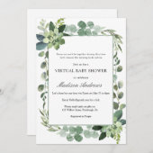 Invitation Baby shower virtuel Eucalyptus (Devant / Derrière)