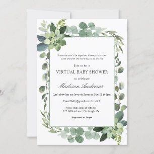 Invitation Baby shower virtuel Eucalyptus