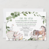 Invitation Baby shower virtuel ferme Barnyard animal garçon (Devant)