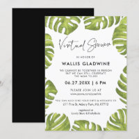 Baby shower virtuel feuille de palme verte tropica