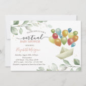 Invitation Baby shower virtuel Feuilles du courrier des ballo (Devant)
