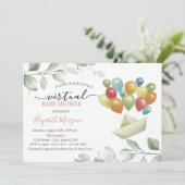 Invitation Baby shower virtuel Feuilles du courrier des ballo (Debout devant)