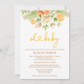 Invitation Baby shower virtuel Fille Florale aux agrumes de r (Devant)