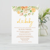 Invitation Baby shower virtuel Fille Florale aux agrumes de r (Debout devant)