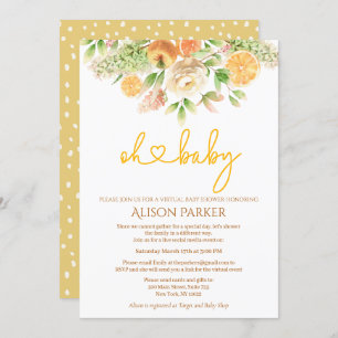 Invitation Baby shower virtuel Fille Florale aux agrumes de r