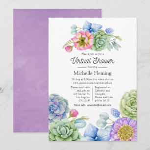 Invitation Baby Shower Virtuel Fleural de Succulentes à la Mo