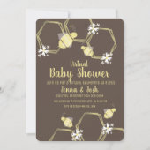 Invitation Baby shower virtuel floral abeille et marguerite (Devant)