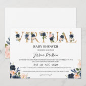 Invitation Baby shower virtuel Floral Blush de la Marine (Devant / Derrière)