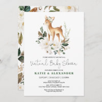 Baby shower virtuel Floral de cerfs de bois